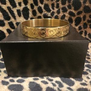 Michael Kors Women's  Yellow Gold Stainless Steel 8" Bangle Bracelet 